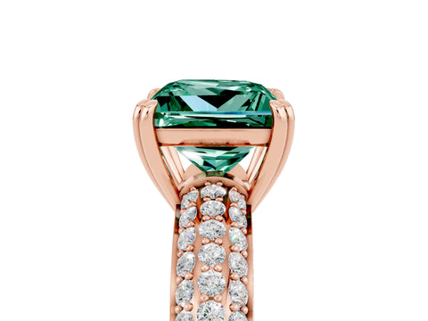 Rose gold Princess Cut Cut Pave Diamond Engagement Ring with Channel Set Band and Four-Prong Setting_5