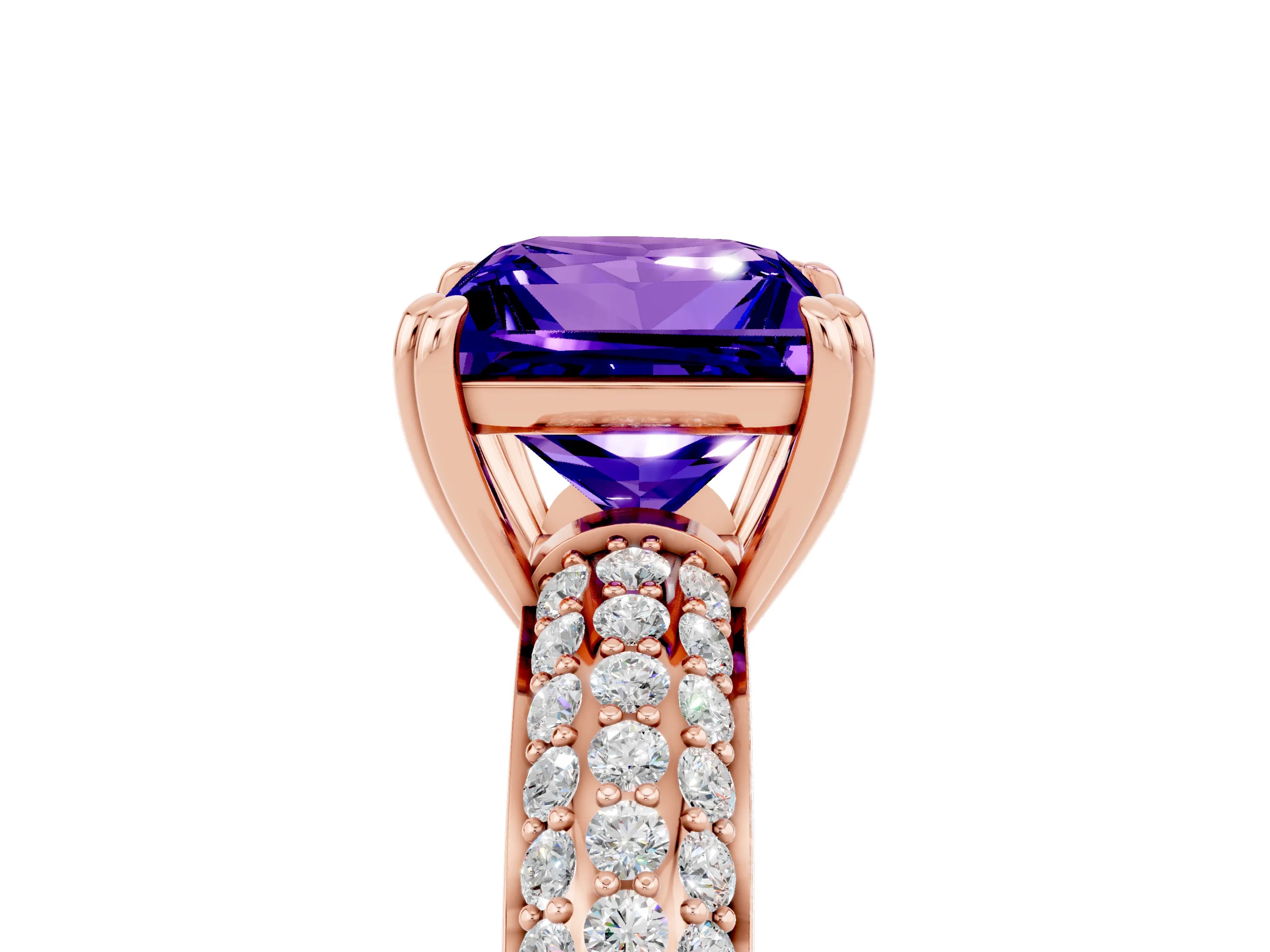 Rose gold Princess Cut Cut Pave Diamond Engagement Ring with Channel Set Band and Four-Prong Setting_5