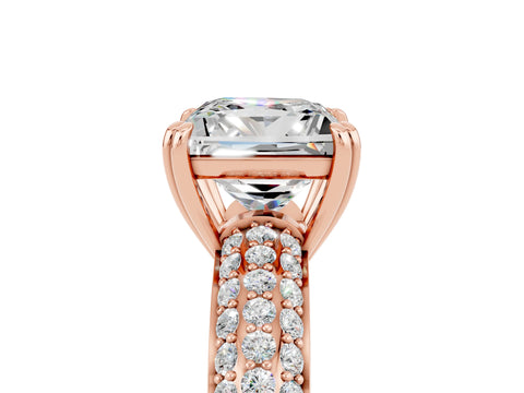 Rose gold Princess Cut Cut Pave Diamond Engagement Ring with Channel Set Band and Four-Prong Setting_5
