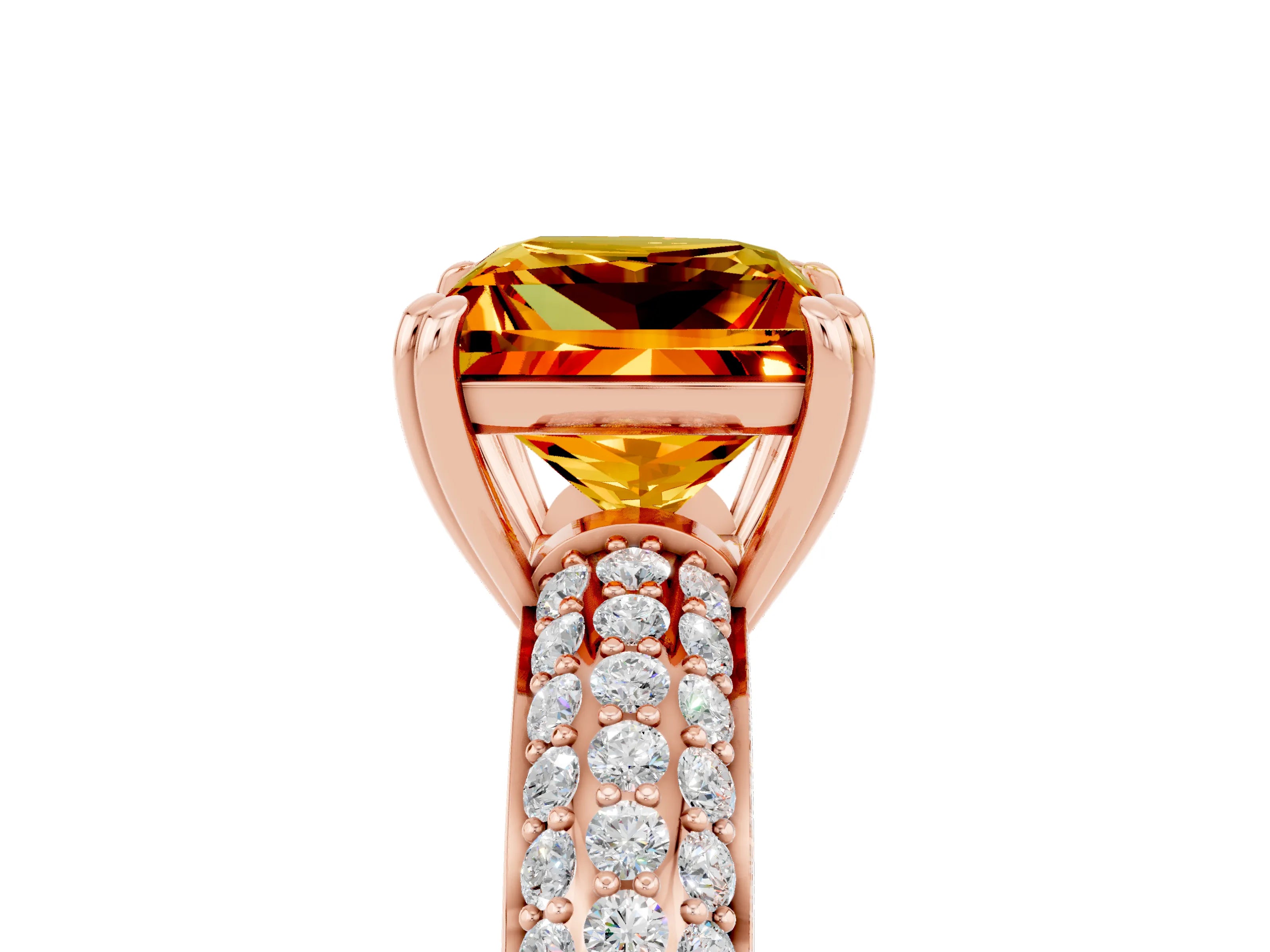 Rose gold Princess Cut Cut Pave Diamond Engagement Ring with Channel Set Band and Four-Prong Setting_5