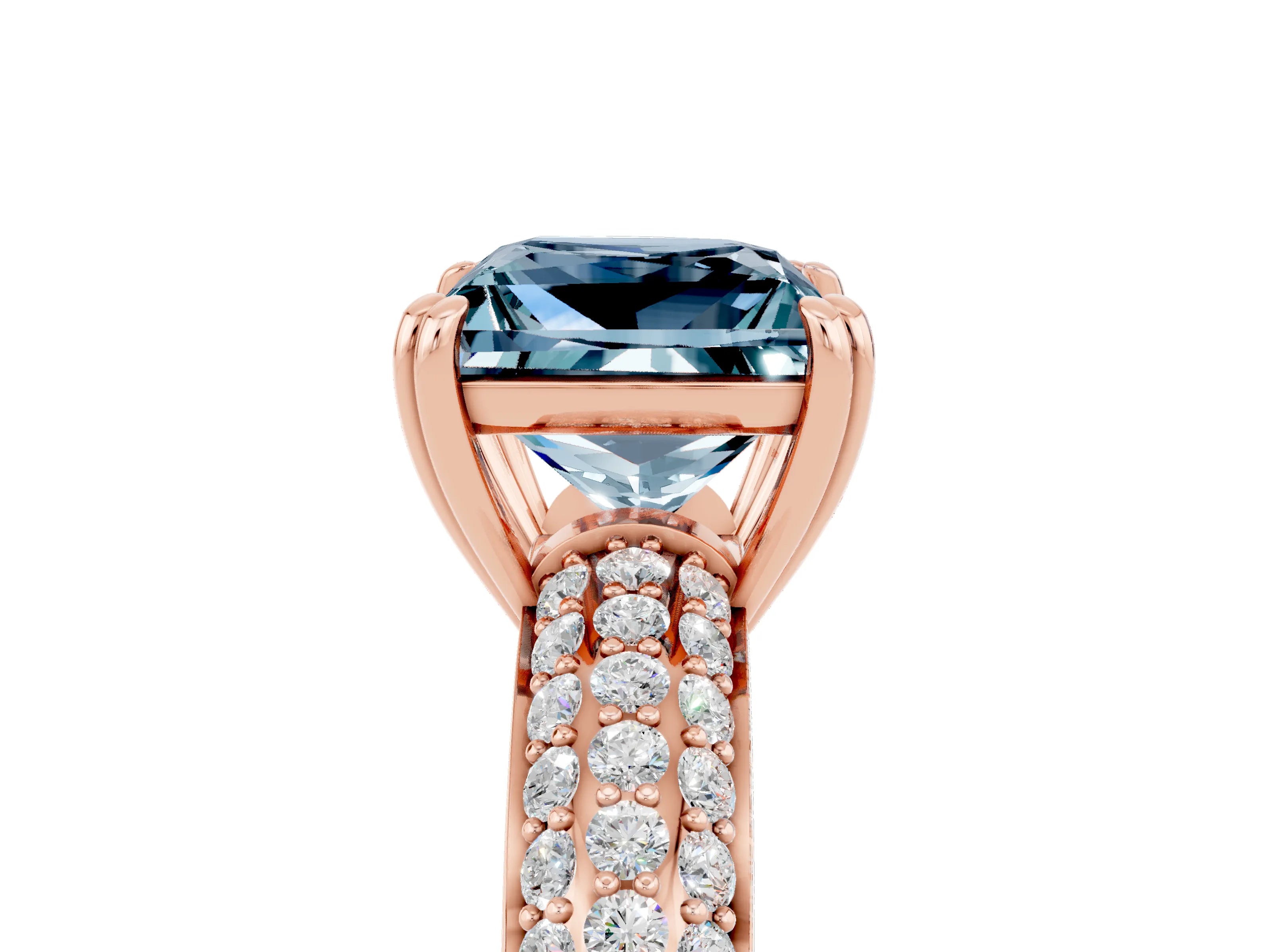 Rose gold Princess Cut Cut Pave Diamond Engagement Ring with Channel Set Band and Four-Prong Setting_5