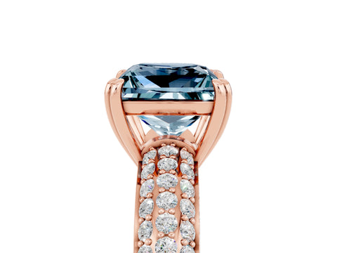 Rose gold Princess Cut Cut Pave Diamond Engagement Ring with Channel Set Band and Four-Prong Setting_5