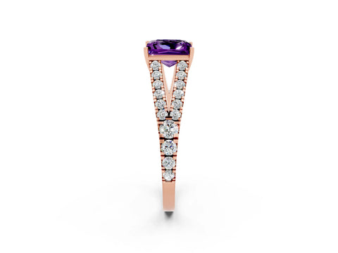 Rose gold Princess Cut Cut Split Shank Pave Diamond Engagement Ring with Four-Prong Setting_2