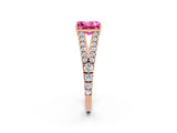 Rose gold Princess Cut Cut Split Shank Pave Diamond Engagement Ring with Four-Prong Setting_2