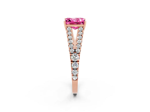 Rose gold Princess Cut Cut Split Shank Pave Diamond Engagement Ring with Four-Prong Setting_2