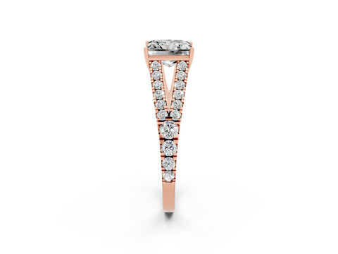 Rose gold Princess Cut Cut Split Shank Pave Diamond Engagement Ring with Four-Prong Setting_2