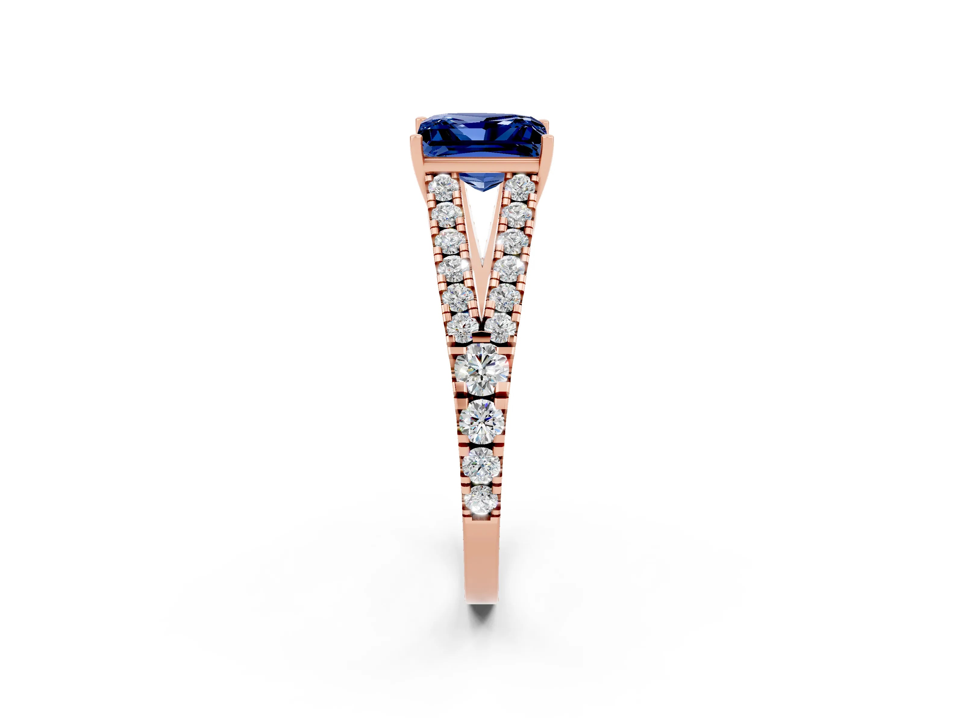 Rose gold Princess Cut Cut Split Shank Pave Diamond Engagement Ring with Four-Prong Setting_2