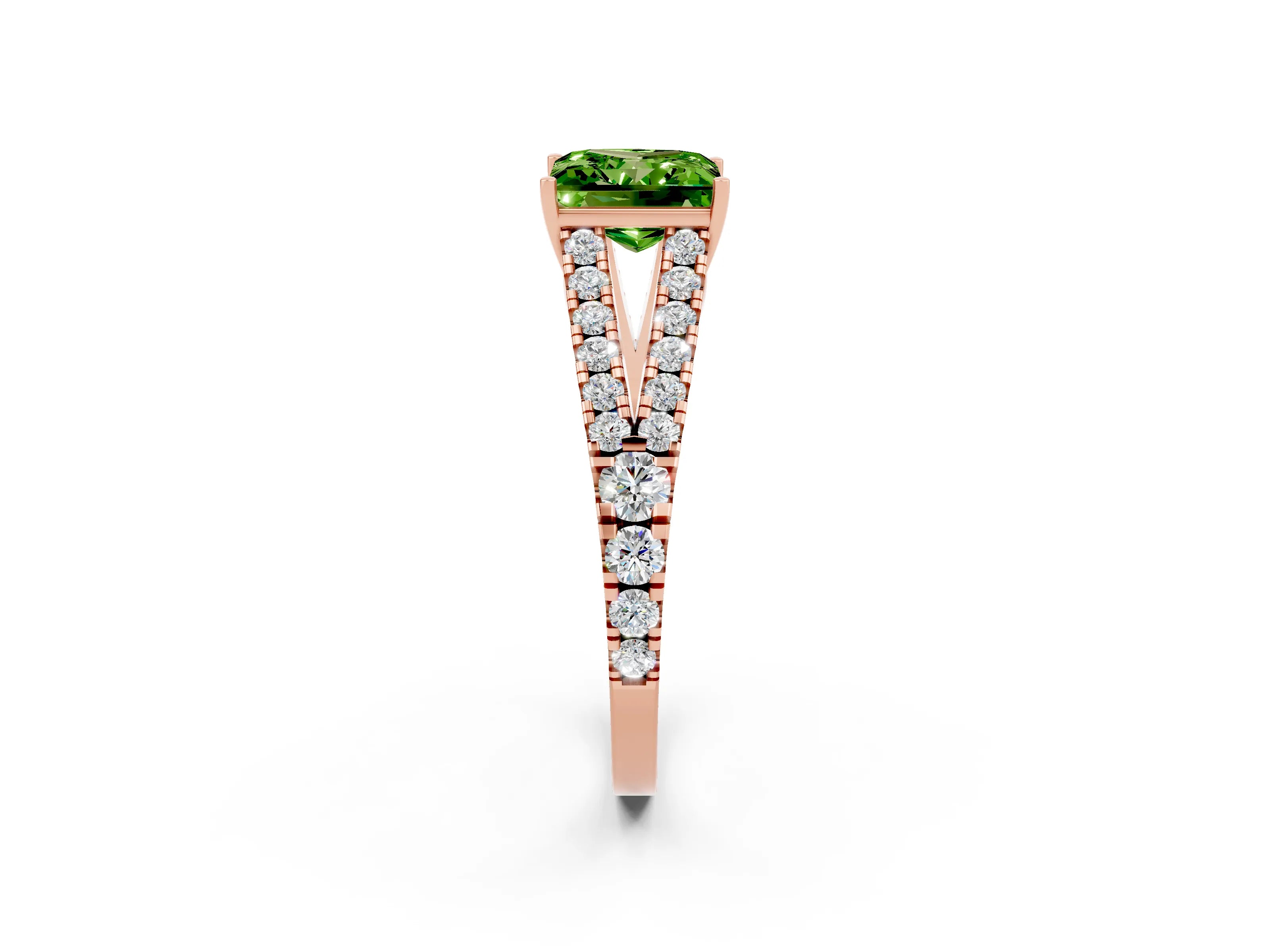 Rose gold Princess Cut Cut Split Shank Pave Diamond Engagement Ring with Four-Prong Setting_2