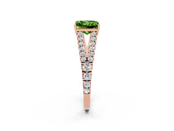 Rose gold Princess Cut Cut Split Shank Pave Diamond Engagement Ring with Four-Prong Setting