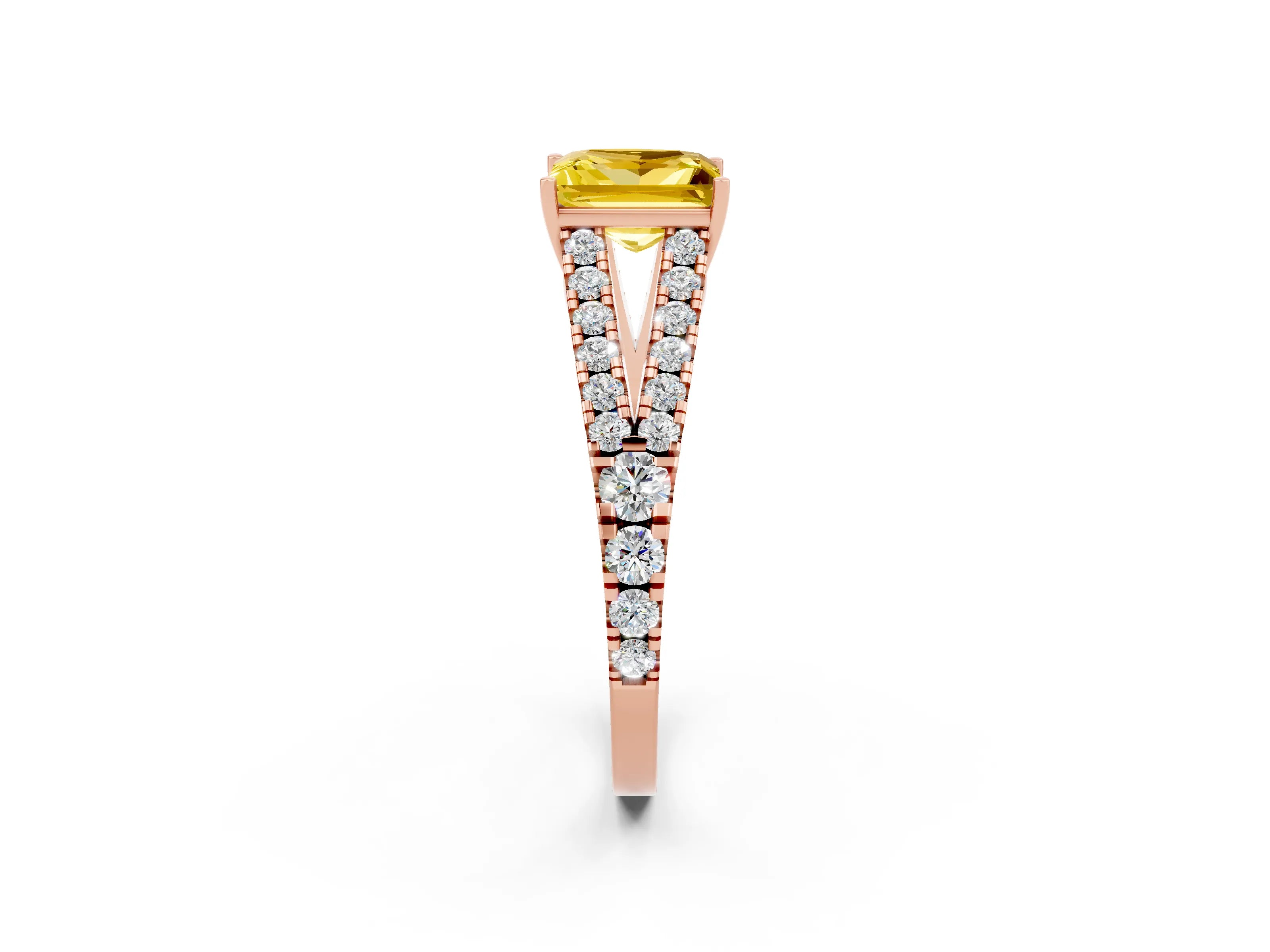 Rose gold Princess Cut Cut Split Shank Pave Diamond Engagement Ring with Four-Prong Setting_2
