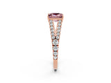 Rose gold Princess Cut Cut Split Shank Pave Diamond Engagement Ring with Four-Prong Setting_2