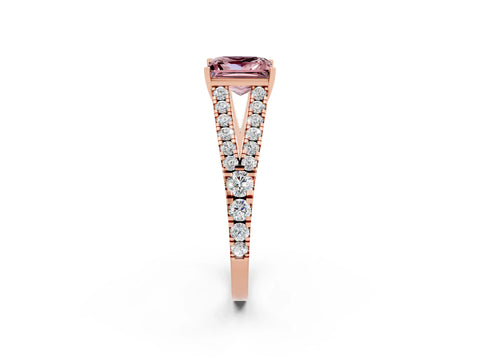 Rose gold Princess Cut Cut Split Shank Pave Diamond Engagement Ring with Four-Prong Setting_2