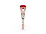 Rose gold Princess Cut Cut Split Shank Pave Diamond Engagement Ring with Four-Prong Setting_2