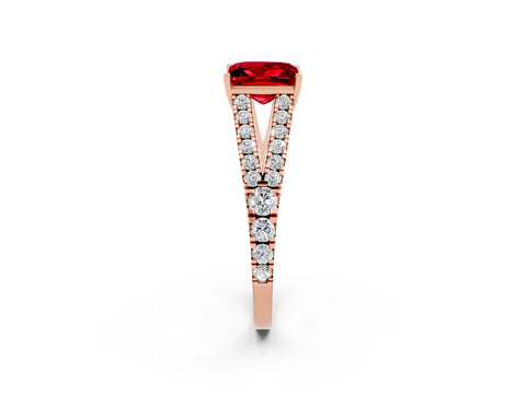 Rose gold Princess Cut Cut Split Shank Pave Diamond Engagement Ring with Four-Prong Setting_2