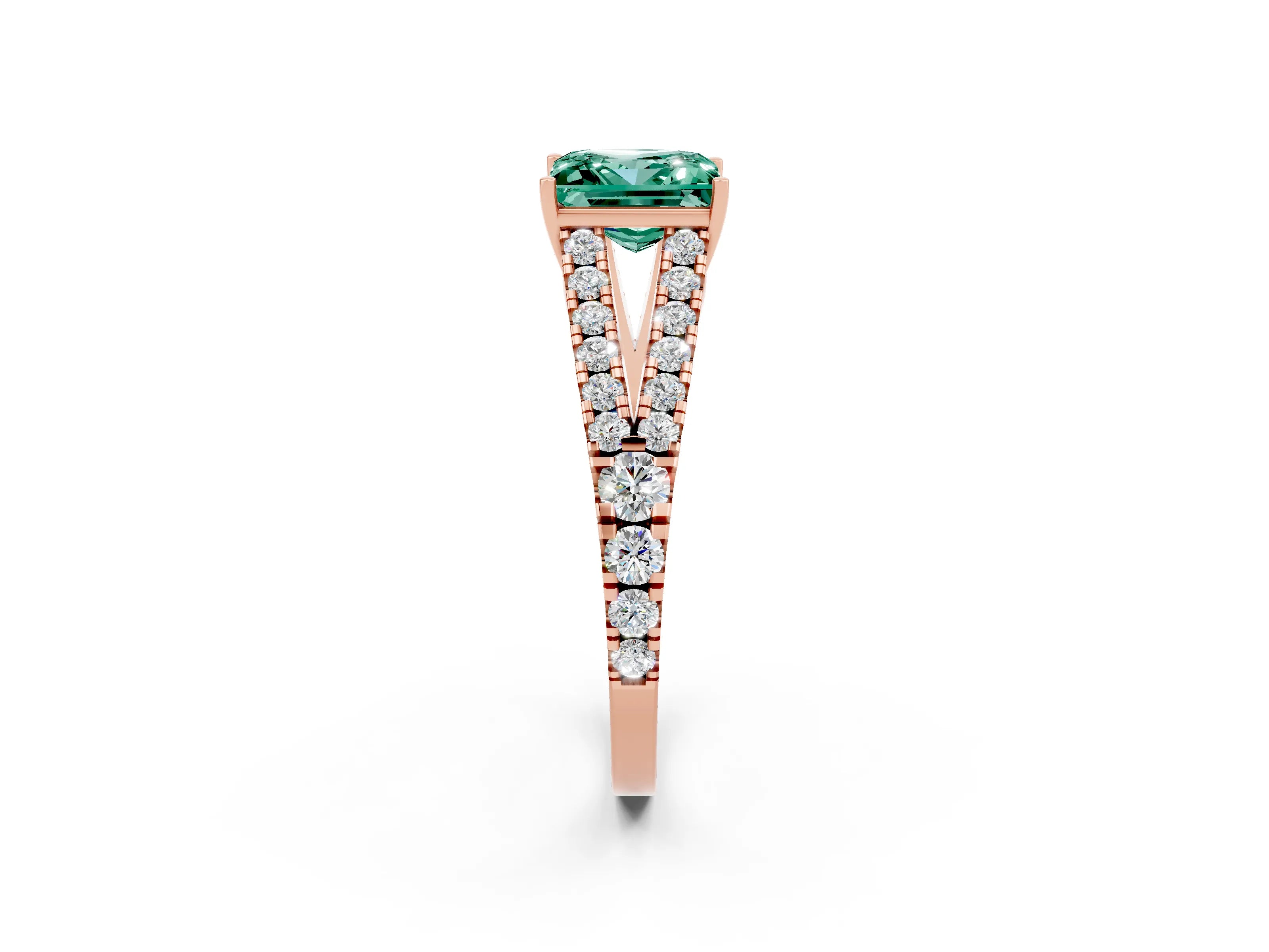 Rose gold Princess Cut Cut Split Shank Pave Diamond Engagement Ring with Four-Prong Setting_2