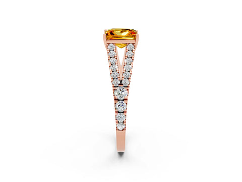 Rose gold Princess Cut Cut Split Shank Pave Diamond Engagement Ring with Four-Prong Setting_2