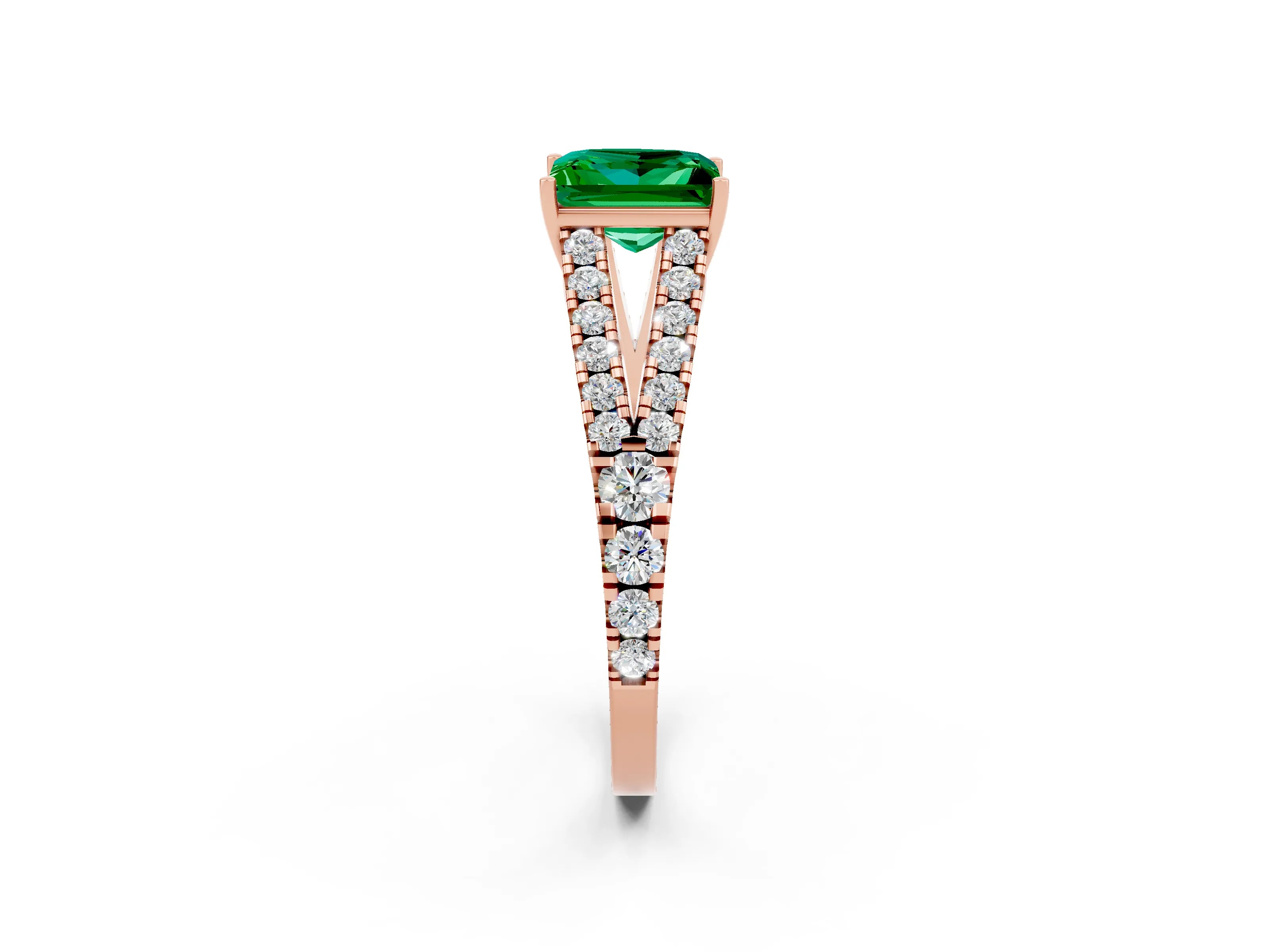 Rose gold Princess Cut Cut Split Shank Pave Diamond Engagement Ring with Four-Prong Setting_2