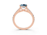 Rose gold Princess Cut Cut Split Shank Pave Diamond Engagement Ring with Four-Prong Setting_3