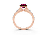 Rose gold Princess Cut Cut Split Shank Pave Diamond Engagement Ring with Four-Prong Setting_3