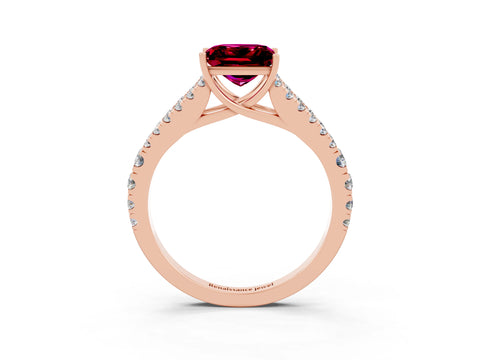 Rose gold Princess Cut Cut Split Shank Pave Diamond Engagement Ring with Four-Prong Setting_3