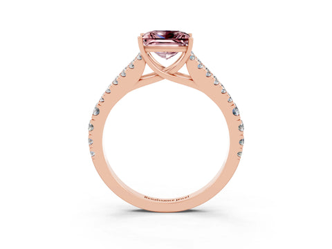 Rose gold Princess Cut Cut Split Shank Pave Diamond Engagement Ring with Four-Prong Setting_3