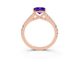 Rose gold Princess Cut Cut Split Shank Pave Diamond Engagement Ring with Four-Prong Setting_3