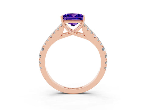 Rose gold Princess Cut Cut Split Shank Pave Diamond Engagement Ring with Four-Prong Setting_3