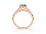 Rose gold Princess Cut Cut Split Shank Pave Diamond Engagement Ring with Four-Prong Setting_3