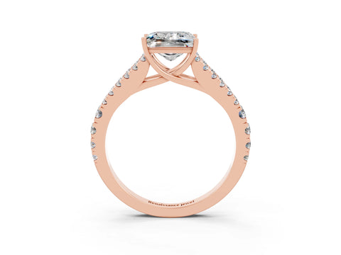Rose gold Princess Cut Cut Split Shank Pave Diamond Engagement Ring with Four-Prong Setting_3
