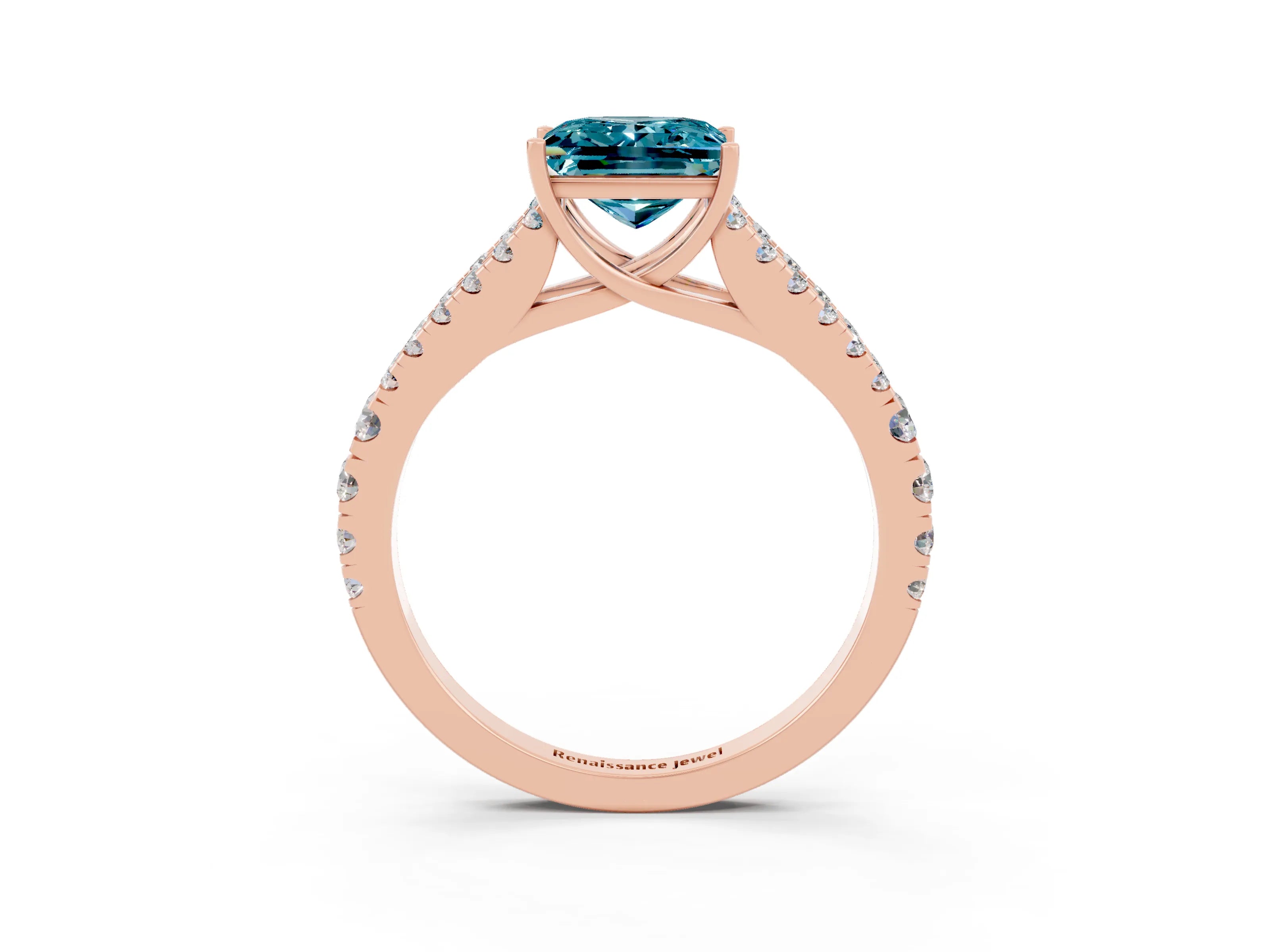 Rose gold Princess Cut Cut Split Shank Pave Diamond Engagement Ring with Four-Prong Setting_3