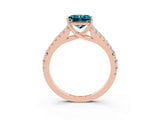 Rose gold Princess Cut Cut Split Shank Pave Diamond Engagement Ring with Four-Prong Setting_3
