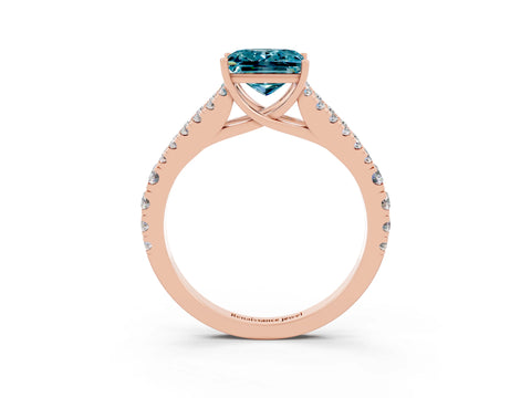 Rose gold Princess Cut Cut Split Shank Pave Diamond Engagement Ring with Four-Prong Setting_3