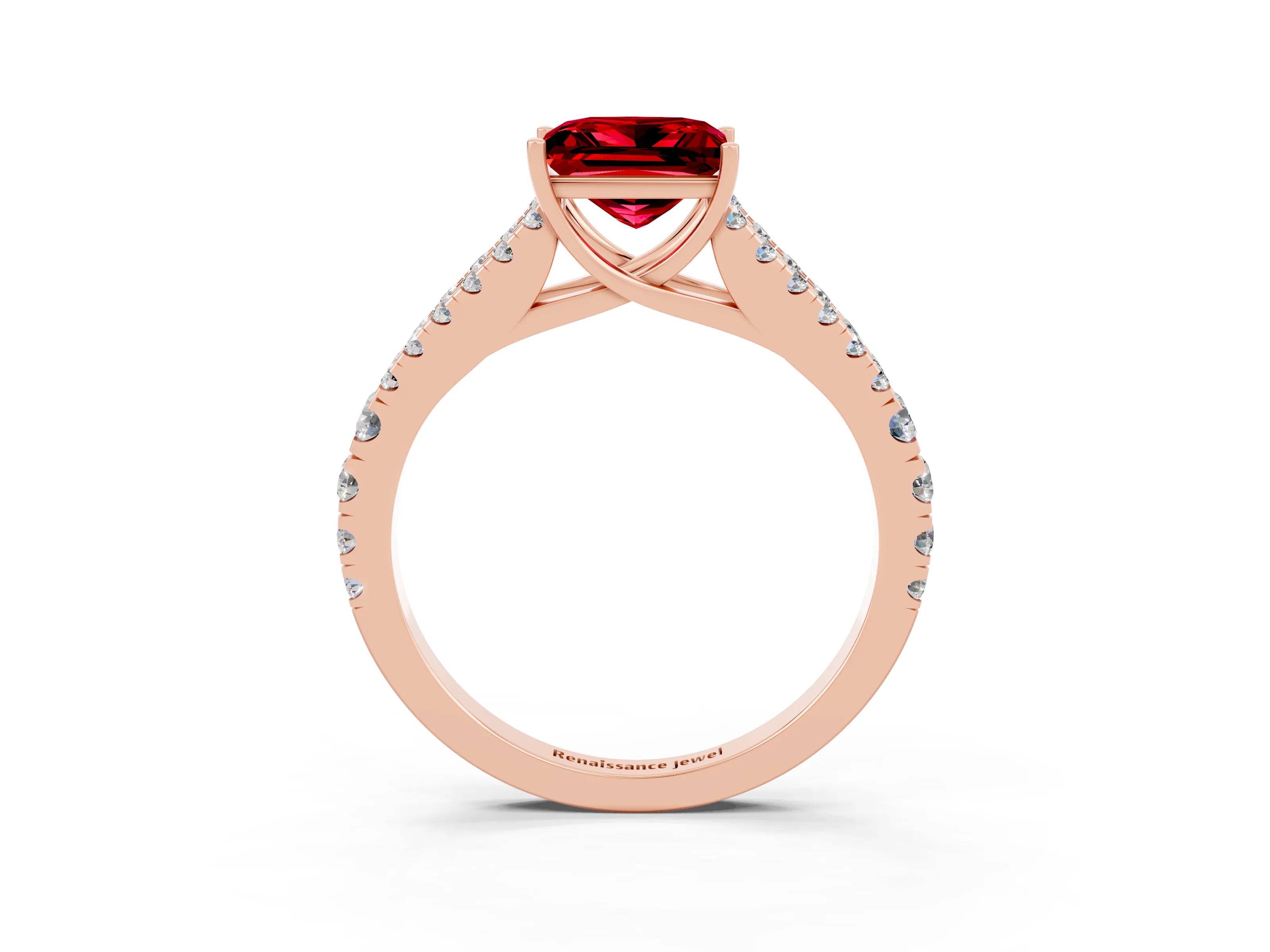Rose gold Princess Cut Cut Split Shank Pave Diamond Engagement Ring with Four-Prong Setting_3