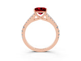 Rose gold Princess Cut Cut Split Shank Pave Diamond Engagement Ring with Four-Prong Setting_3