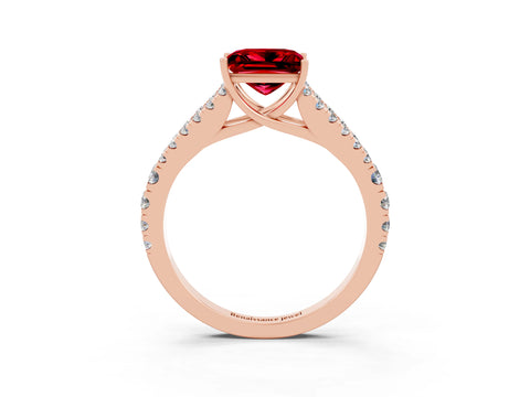 Rose gold Princess Cut Cut Split Shank Pave Diamond Engagement Ring with Four-Prong Setting_3