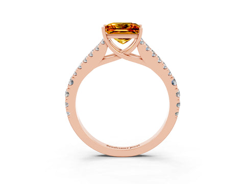 Rose gold Princess Cut Cut Split Shank Pave Diamond Engagement Ring with Four-Prong Setting_3
