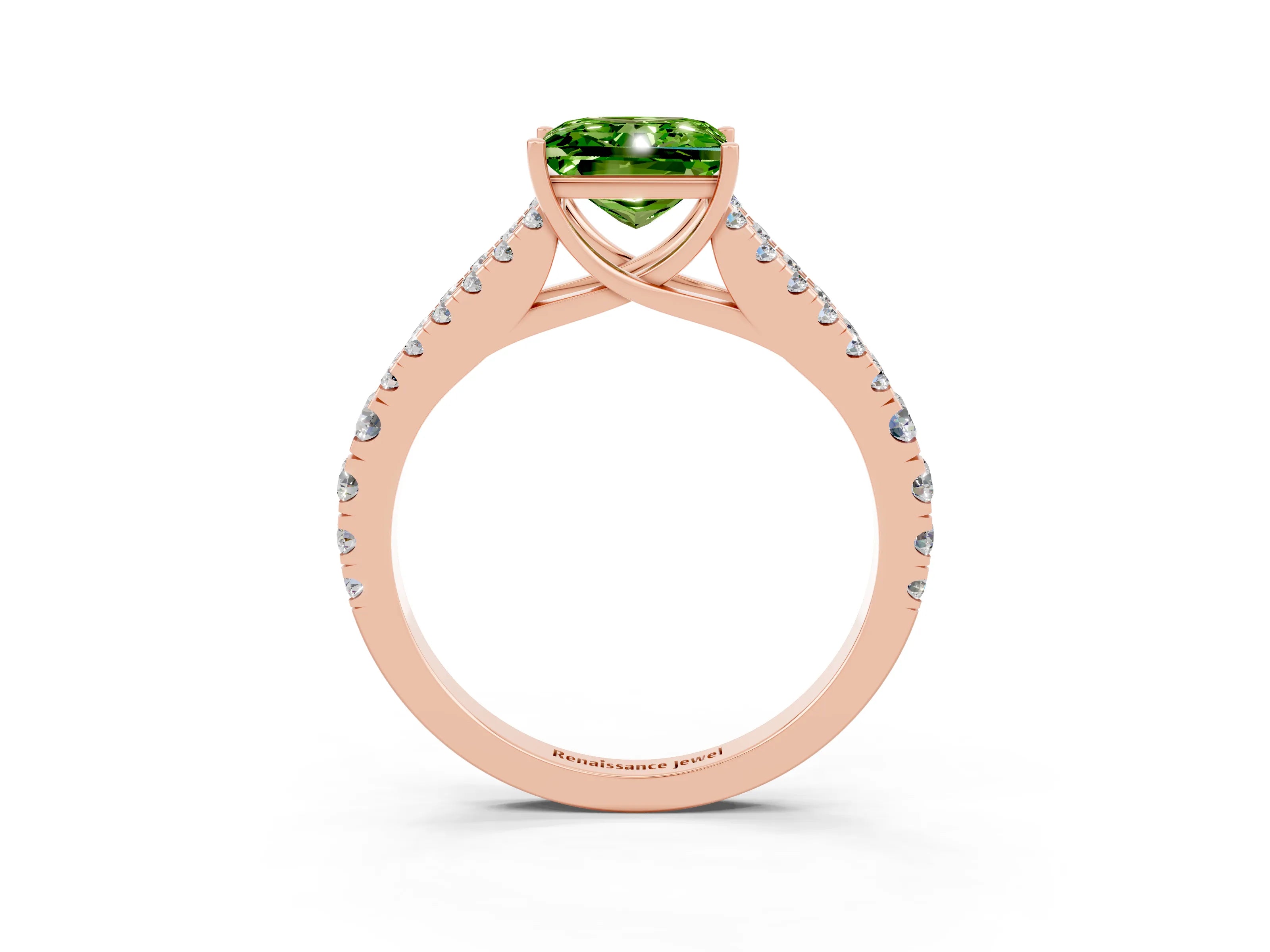 Rose gold Princess Cut Cut Split Shank Pave Diamond Engagement Ring with Four-Prong Setting_3