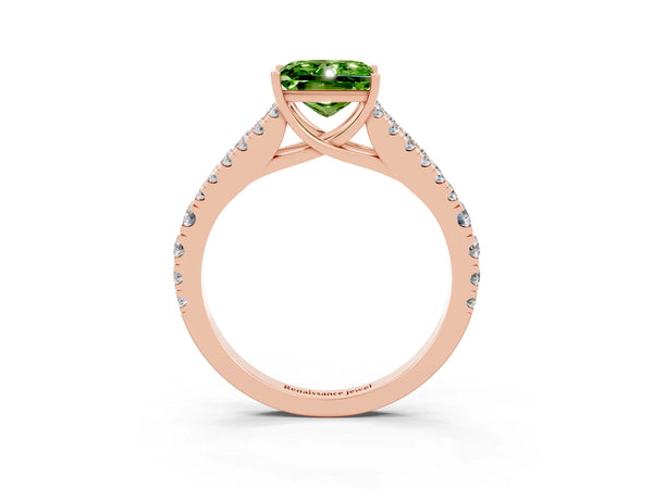 Rose gold Princess Cut Cut Split Shank Pave Diamond Engagement Ring with Four-Prong Setting