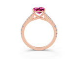 Rose gold Princess Cut Cut Split Shank Pave Diamond Engagement Ring with Four-Prong Setting_3