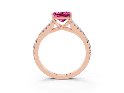 Rose gold Princess Cut Cut Split Shank Pave Diamond Engagement Ring with Four-Prong Setting_3