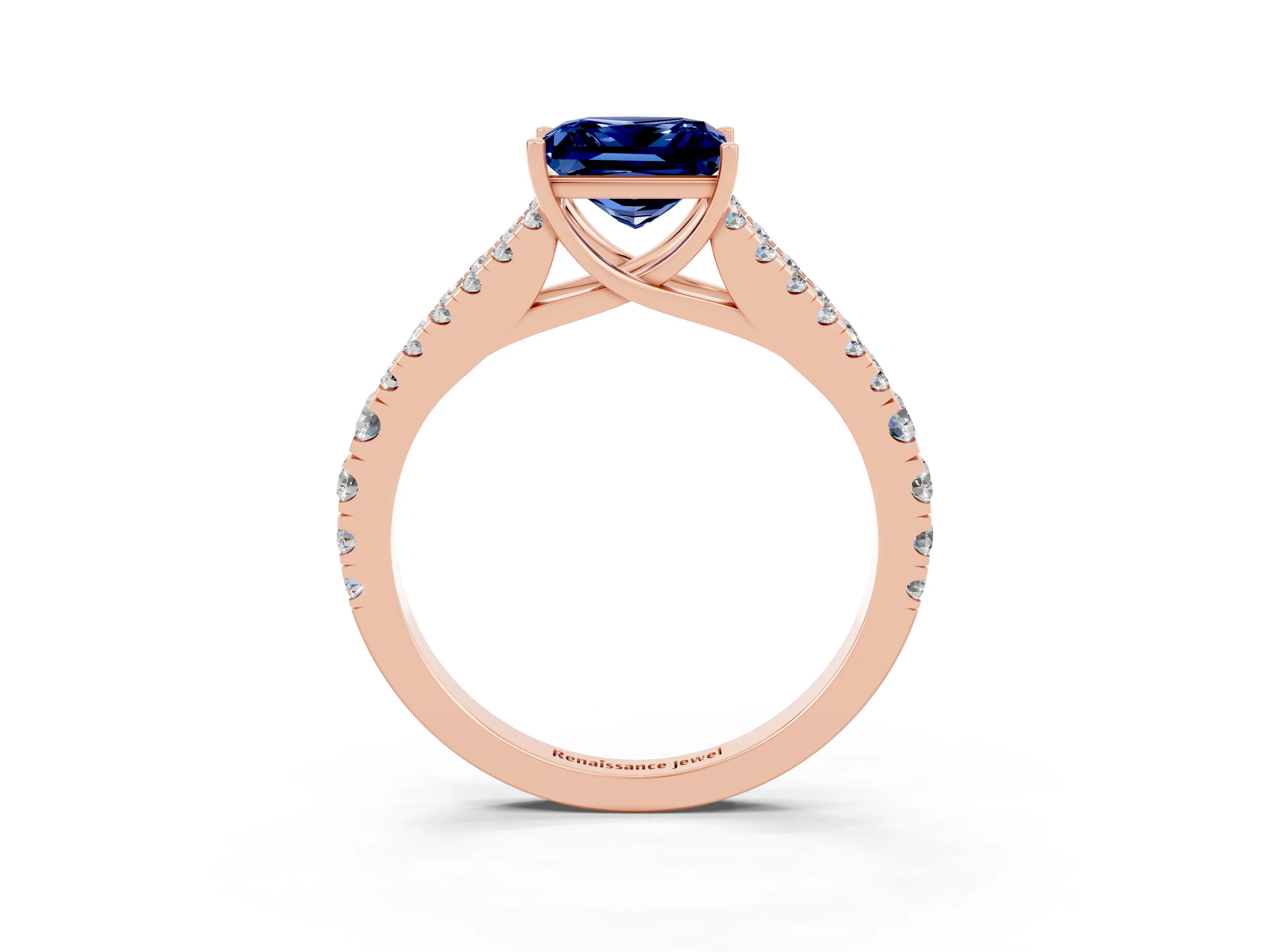 Rose gold Princess Cut Cut Split Shank Pave Diamond Engagement Ring with Four-Prong Setting_3