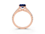 Rose gold Princess Cut Cut Split Shank Pave Diamond Engagement Ring with Four-Prong Setting_3
