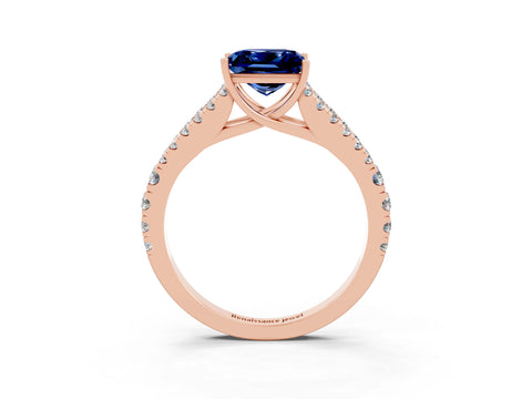 Rose gold Princess Cut Cut Split Shank Pave Diamond Engagement Ring with Four-Prong Setting_3