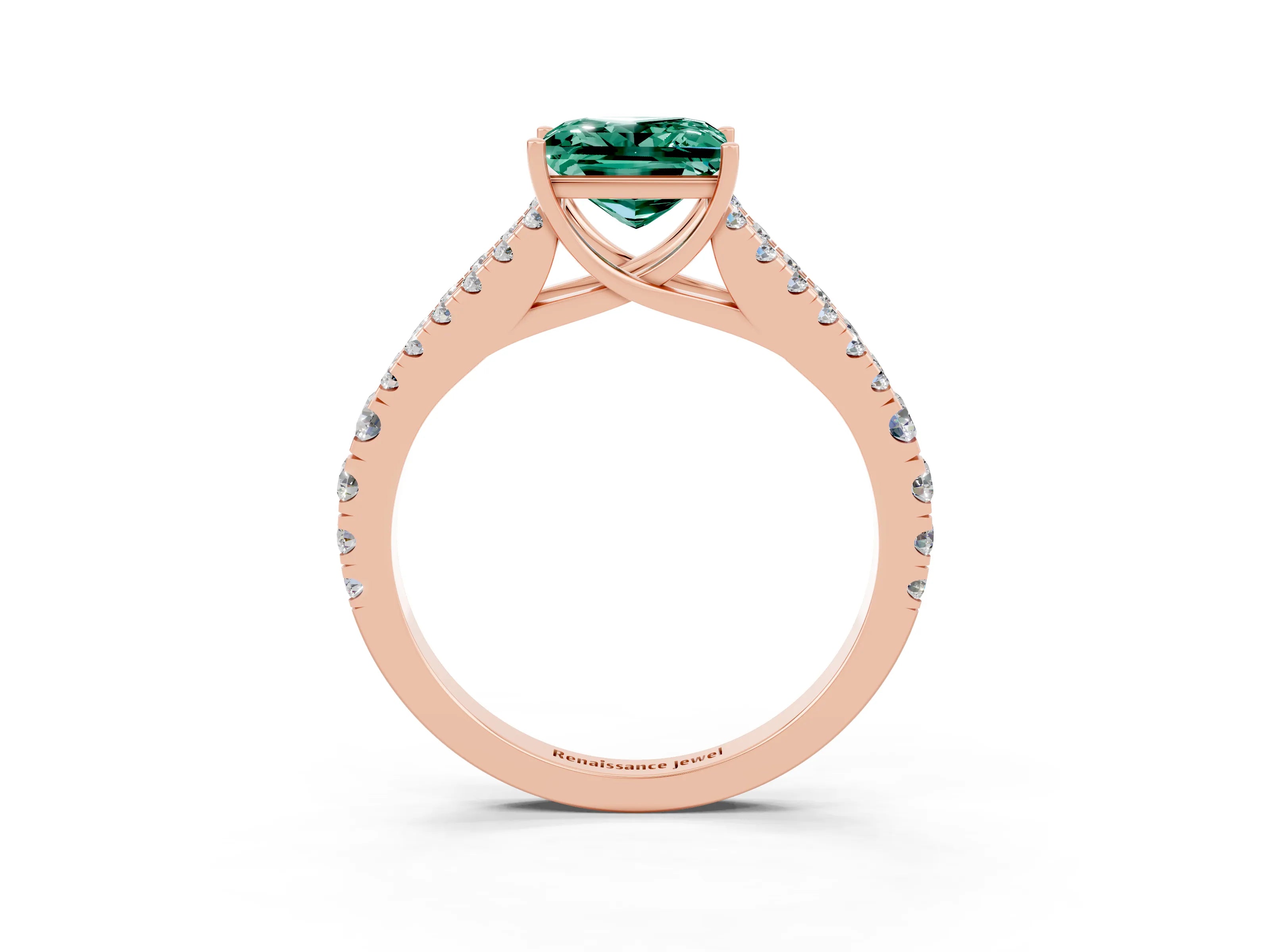 Rose gold Princess Cut Cut Split Shank Pave Diamond Engagement Ring with Four-Prong Setting_3