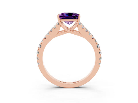 Rose gold Princess Cut Cut Split Shank Pave Diamond Engagement Ring with Four-Prong Setting_3