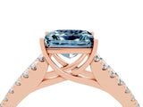 Rose gold Princess Cut Cut Split Shank Pave Diamond Engagement Ring with Four-Prong Setting_4