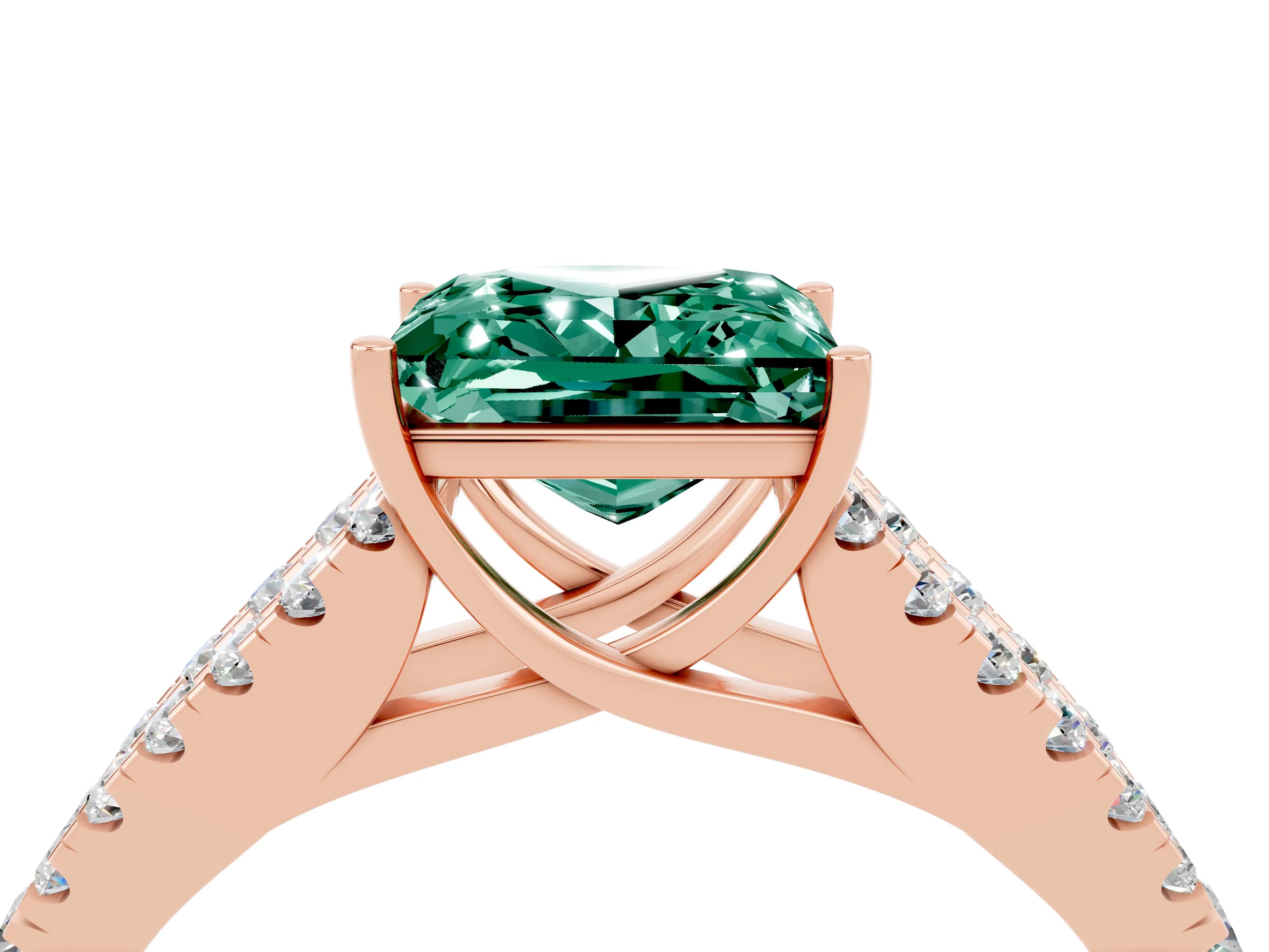 Rose gold Princess Cut Cut Split Shank Pave Diamond Engagement Ring with Four-Prong Setting_4