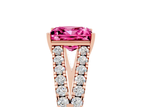 Rose gold Princess Cut Cut Split Shank Pave Diamond Engagement Ring with Four-Prong Setting_5