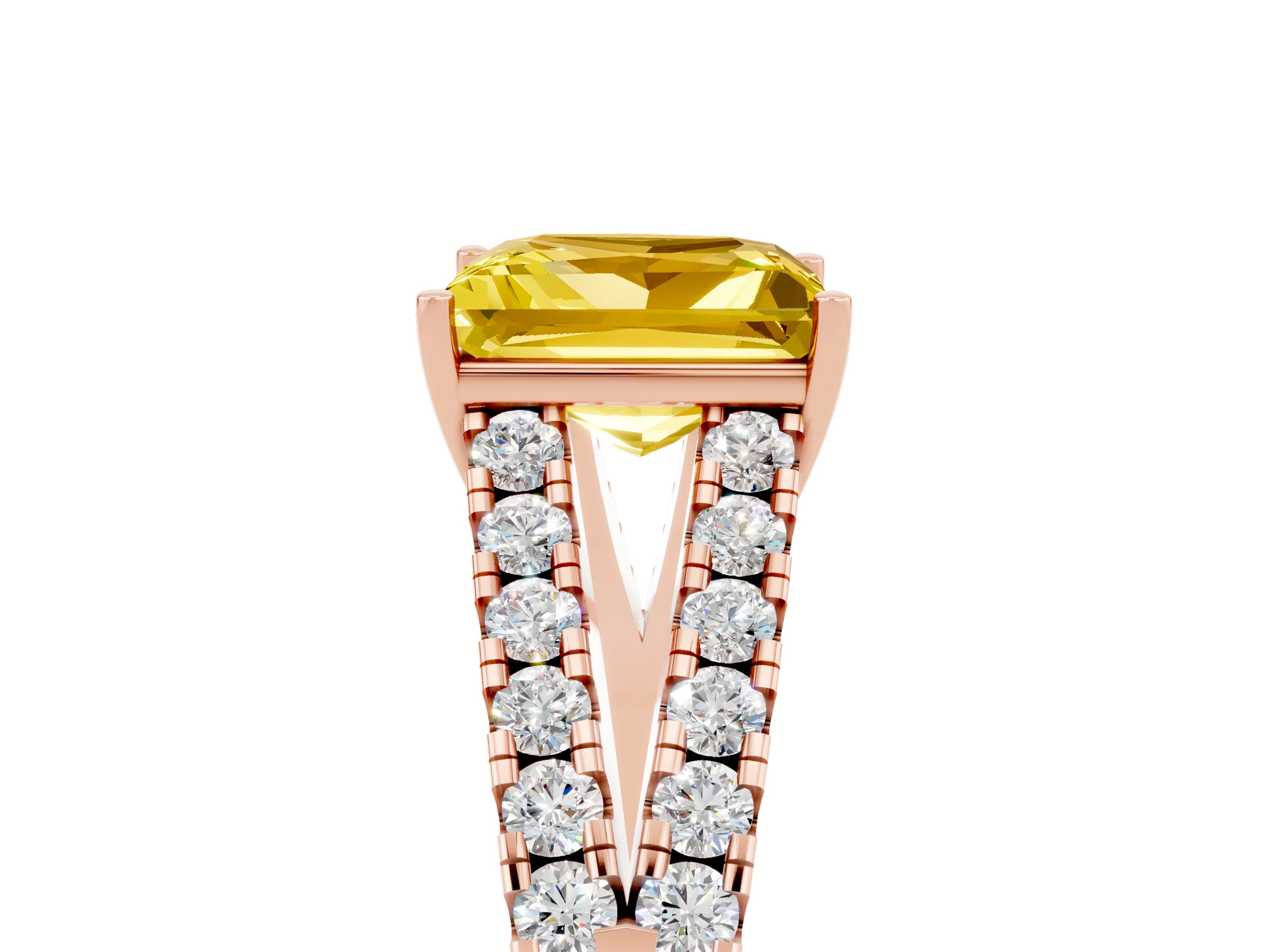 Rose gold Princess Cut Cut Split Shank Pave Diamond Engagement Ring with Four-Prong Setting_5