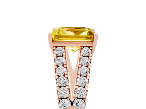 Rose gold Princess Cut Cut Split Shank Pave Diamond Engagement Ring with Four-Prong Setting_5